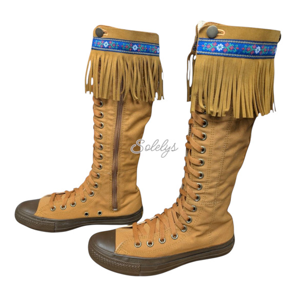 Converse Japan 2009 XXHI Fringe Knee High Canvas Sneaker Boot RARE Womens 7.5 - Picture 4 of 15